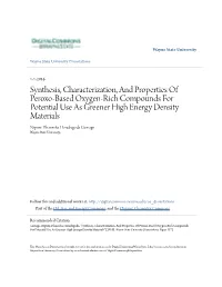 Synthesis, Characterization, and Properties of Peroxo-Based