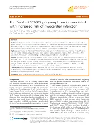 The LRP6 Rs2302685 Polymorphism Is Associated with Increased Risk Of
