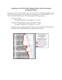West End-Collegiate Historic District Extension Designation Report
