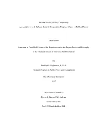 An Analysis of US Defense Security