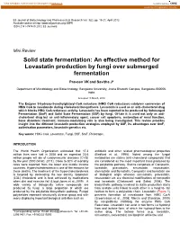 An Effective Method for Lovastatin Production by Fungi Over Submerged Fermentation