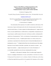 Aspects of the History of Instrumentation in the Neurosciences at Rockefeller University: Nobelists Herbert Gasser and H