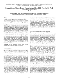 Formulation of Geopolymer Cement Using Class F Fly Ash for Oil Well Cementing Application