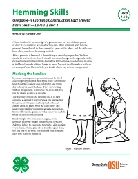 Hemming Skills Level 2 & 3 Oregon 4-H Clothing Construction Fact Sheets: Basic Skills—Levels 2 and 3