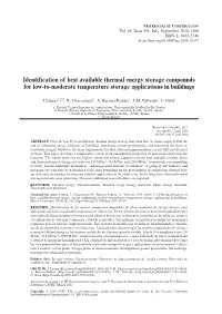 Identification of Best Available Thermal Energy Storage Compounds for Low-To-Moderate Temperature Storage Applications in Buildings