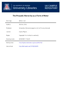 The Prosodic Hierarchy As a Form of Meter