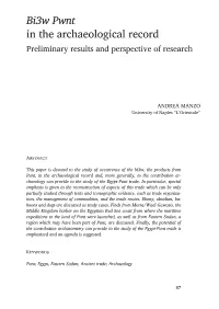 Bi3w Pwnt in the Archaeological Record Preliminary Results and Perspective of Research