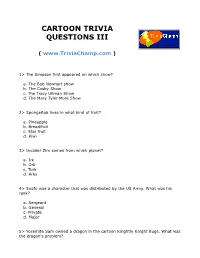 Cartoon Trivia Questions Iii