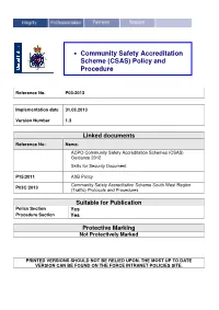 Community Safety Accreditation Scheme (CSAS) Policy And