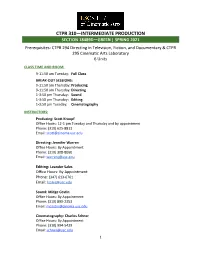 Ctpr 310—Intermediate Production