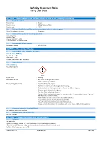 Infinity Summer Rain Safety Data Sheet