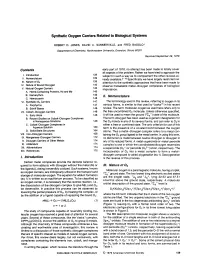 Synthetic Oxygen Carriers Related to Biological Systems