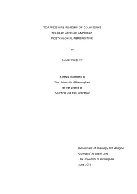 Towards a Re-Reading of Colossians from an African American Postcolonial Perspective