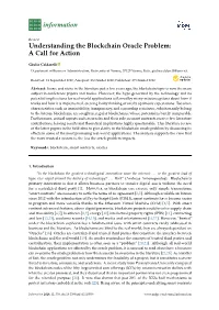 Understanding the Blockchain Oracle Problem: a Call for Action