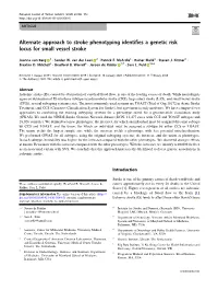Alternate Approach to Stroke Phenotyping Identifies a Genetic Risk