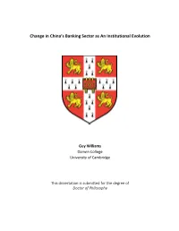 Change in China's Banking Sector As an Institutional Evolution