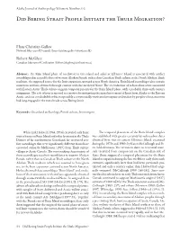 Did Bering Strait People Initiate the Thule Migration?