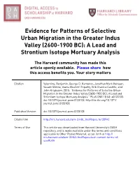 Evidence for Patterns of Selective Urban Migration in the Greater Indus Valley (2600-1900 BC): a Lead and Strontium Isotope Mortuary Analysis