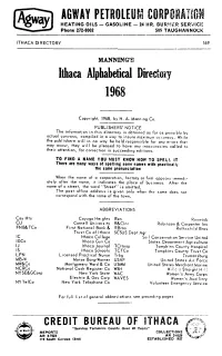 Ithaca Alphabetical Directory 1968