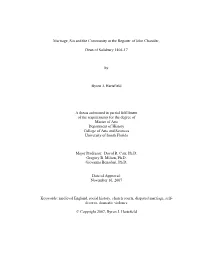 Marriage, Sin and the Community in the Register of John Chandler