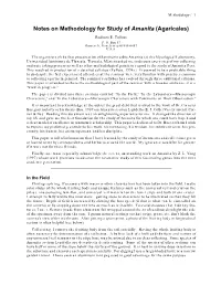 Notes on Methodology for Study of Amanita