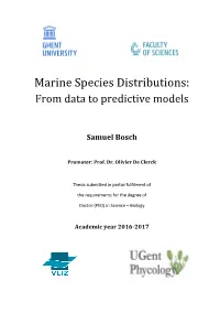 Marine Species Distributions: from Data to Predictive Models
