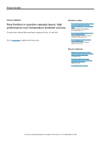 New Frontiers in Quantum Cascade Lasers
