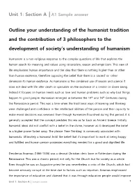 Section a |A1 Sample Answer Outline Your Understanding of the Humanist