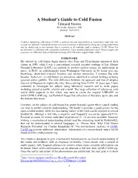 A Student's Guide to Cold Fusion