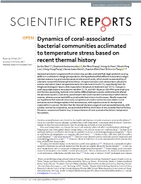 Dynamics of Coral-Associated Bacterial Communities Acclimated To