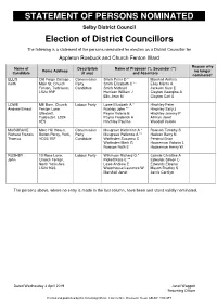 Statement of Persons Nominated
