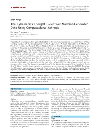 The Cybernetics Thought Collective: Machine- Generated Data Using Computational Methods