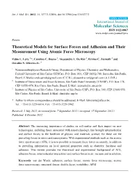Theoretical Models for Surface Forces and Adhesion and Their Measurement Using Atomic Force Microscopy