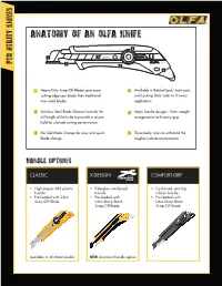 Anatomy of an OLFA Knife an OLFA of Anatomy C • • Pre-Loaded Silver with All-Metal in Available Models