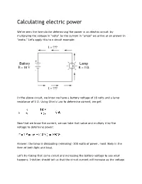 Calculating Electric Power