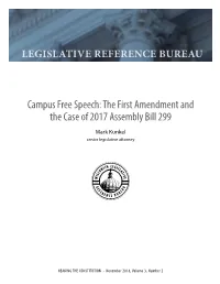 Campus Free Speech: the First Amendment and the Case of 2017 Assembly Bill 299