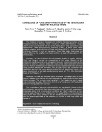 Correlates of Food Safety Practices of the Chichacorn Industry in Ilocos Norte