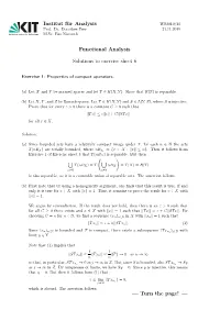 Functional Analysis Solutions to Exercise Sheet 6