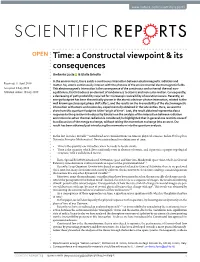 Time: a Constructal Viewpoint & Its Consequences