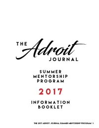 To Learn More About Our 2017 Mentors