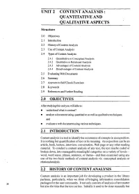 Unit 2 Content Analysis : Quantitative and Qualitative Aspects