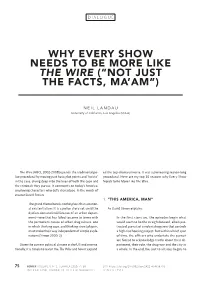Why Every Show Needs to Be More Like the Wire (“Not Just the Facts, Ma’Am”)