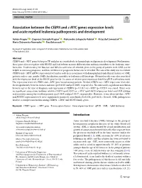 Association Between the CEBPA and C-MYC Genes Expression Levels and Acute Myeloid Leukemia Pathogenesis and Development