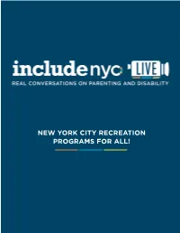 New York City Recreation Programs for All! Resources