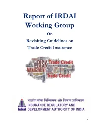 Report of IRDAI Working Group on Revisiting Guidelines on Trade Credit Insurance