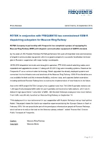 ROTEK in Conjunction with FREQUENTIS Has Commissioned GSM-R Dispatching Subsystem for Moscow Ring Railway