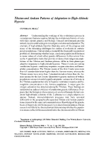 Tibetan and Andean Patterns of Adaptation to High-Altitude Hypoxia