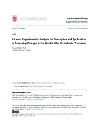 A Linear Cephalometric Analysis: Its Description and Application in Assessing Changes in the Maxilla After Orthodontic Treatment