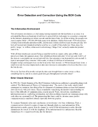 Error Detection and Correction Using the BCH Code 1
