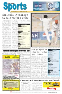 Sri Lanka ‘A’ Manage to Hold on for a Draw